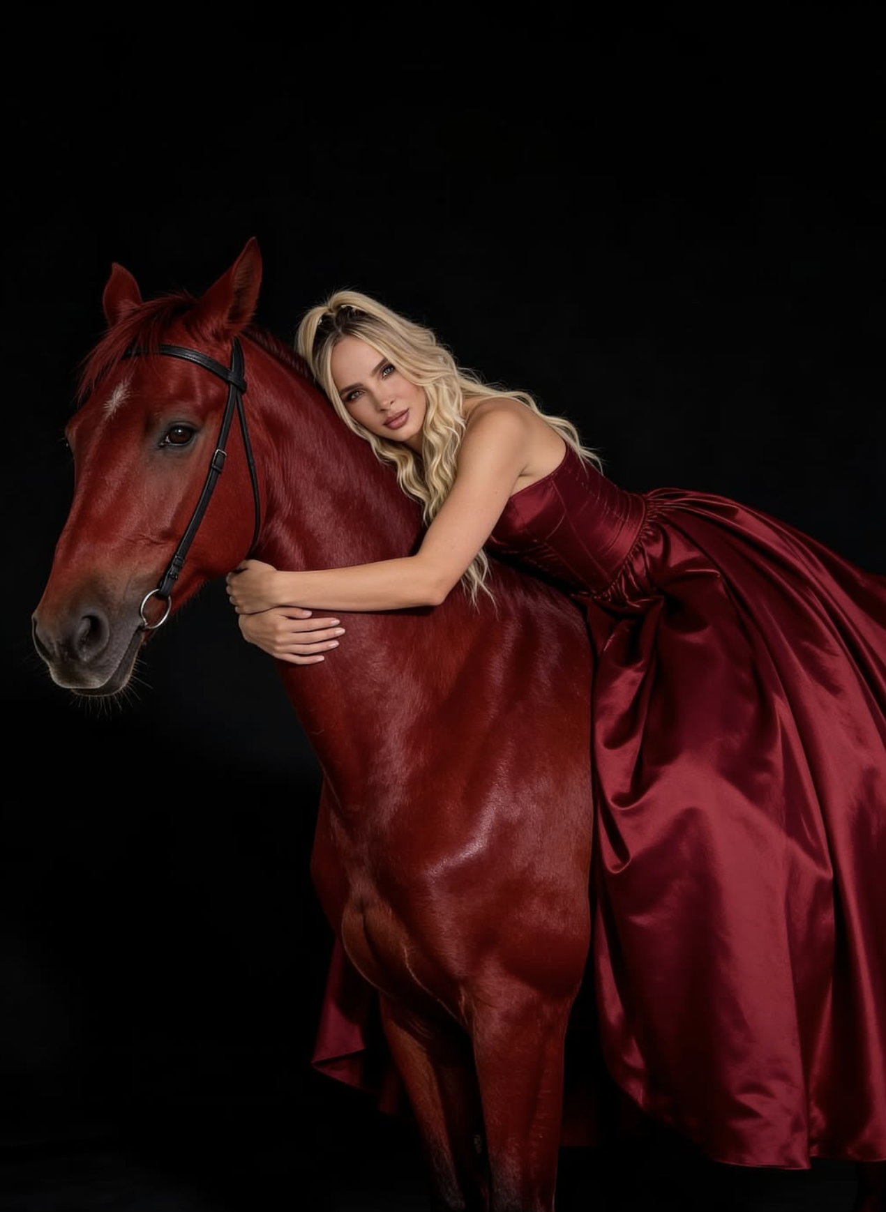 Elizabeth Loaiza junto a un caballo